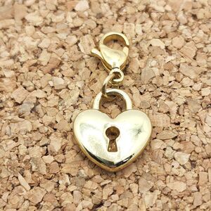 5/$21 🦉 GOLD HEART LOCK DANGLE CHARM FOR BRACELETS AND NECKLACES